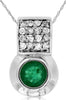 .63CT DIAMOND & AAA EMERALD 14KT WHITE GOLD 3D BEZEL SQUARE FUN FLOATING PENDANT