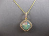2.3CT DIAMOND & AAA AUSTRALIAN OPAL 14KT YELLOW GOLD 3D CUSHION FLOATING PENDANT