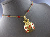 EXTRA LARGE & LONG AAA CORAL 18K YELLOW GOLD BY THE YARD LADYBUG NECKLACE #28104