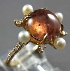 3.87CT DIAMOND & AAA PINK TOURMALINE & SOUTH SEA PEARL 18KT ROSE GOLD LOVE RING