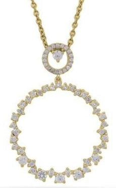 .78CT DIAMOND 14K YELLOW GOLD GRADUATING JOURNEY CIRCLE OF LIFE FLOATING PENDANT