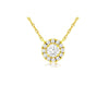 ESTATE .37CT DIAMOND 14KT YELLOW GOLD 3D CLASSIC SOLITAIRE HALO FLOATING PENDANT