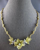 ANTIQUE LARGE .65CT DIAMOND 18KT 2 TONE GOLD HANDCRAFTED FLOWER NECKLACE #28049