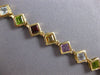 12.6CT AAA MULTI GEM 14KT YELLOW GOLD 3D PRINCESS GEOMETRICAL TENNIS BRACELET