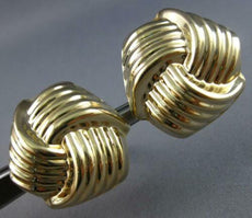 ESTATE LARGE 14K YELLOW GOLD 3D LOVE KNOT ITALIAN CLIP ON HANGING EARRINGS 27526