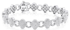 3.40CT DIAMOND 14KT WHITE GOLD 3D CLASSIC MULTI FLOWER LOVE KNOT TENNIS BRACELET