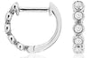ESTATE .10CT DIAMOND 14KT WHITE GOLD ROUND BEZEL 4 STONE HUGGIE HANGING EARRINGS