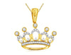 ESTATE .16CT DIAMOND 14KT YELLOW GOLD 3D ROYALTY CROWN FLOATING PENDANT