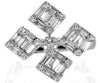 LARGE .91CT DIAMOND 18K WHITE GOLD ROUND & BAGUETTE MULTI SQUARE FLOWER FUN RING