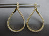 ESTATE 1.25CT DIAMOND 14K YELLOW GOLD 3D TEAR DROP SIDEWAY HOOP HANGING EARRINGS