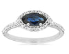 .95CT DIAMOND & AAA SAPPHIRE 14KT WHITE GOLD MARQUISE & ROUND HALO SIDEWAYS RING