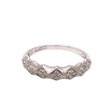 ESTATE .14CT DIAMOND 18KT WHITE GOLD 3D CLASSIC SQUARE BAMBOO FUN RING