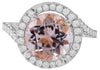 LARGE 3.94CT DIAMOND & AAA MORGANITE 18KT WHITE GOLD ROUND HALO CRISS CROSS RING