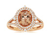 1.33CT DIAMOND & AAA MORGANITE 14KT ROSE GOLD OVAL & ROUND DOUBLE HALO FUN RING