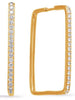 ESTATE 1.25CT DIAMOND 14KT YELLOW GOLD CLASSIC RECTANGULAR HOOP HANGING EARRINGS