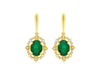 1.56CT DIAMOND & AAA EMERALD 14KT YELLOW GOLD FILIGREE FLOWER HANGING EARRINGS