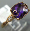 ESTATE 1.85CT DIAMOND & AAA AMETHYST 14K ROSE GOLD CUSHION DOUBLE HEART FUN RING