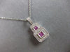 .76CT DIAMOND & AAA PINK SAPPHIRE 14KT WHITE GOLD DOUBLE SQUARE FLOATING PENDANT