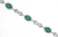 5.5CT DIAMOND & AAA EMERALD 14K WHITE GOLD OVAL & ROUND INFINITY TENNIS BRACELET