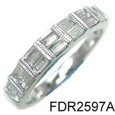 .54CT DIAMOND 18KT WHITE GOLD 3D BAGUETTE 2 ROW SEMI ETERNITY ANNIVERSARY RING
