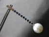 ESTATE LARGE 2.24CT AAA WHITE & BLUE SAPPHIRE & SOUTH SEA PEARL 18K WHITE GOLD EARRINGS