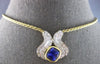 LARGE 3.2CT DIAMOND & AAA TANZANITE 18KT 2 TONE GOLD DOUBLE WAVE NECKLACE #28105