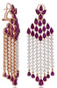 EXTRA LARGE 17.25CT DIAMOND & AAA RUBY 18KT ROSE GOLD MULTI ROW FLOWER EARRINGS