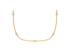 ESTATE .20CT DIAMOND 14KT ROSE GOLD 3D CLASSIC BEZEL BY THE YARD LOVE NECKLACE