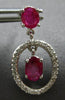 ESTATE 2.13CT DIAMOND & AAA RUBY 14K WHITE GOLD OVAL & ROUND CHANDELIER EARRINGS
