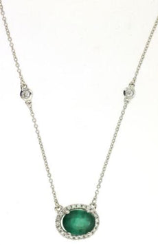 1.37CT DIAMOND & AAA EMERALD 14KT YELLOW GOLD OVAL & ROUND BY THE YARD NECKLACE