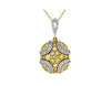 .76CT WHITE & FANCY YELLOW DIAMOND 14KT 2 TONE GOLD PAVE FILIGREE SQUARE PENDANT