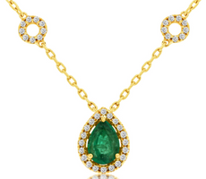.93CT DIAMOND AAA EMERALD 14K YELLOW GOLD PEAR SHAPE CIRCLE BY THE YARD NECKLACE