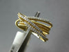 ESTATE LARGE .21CT DIAMOND 14KT 2 TONE GOLD MULTI ROW CRISS CROSS MESH LOVE RING