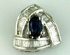 .56CT DIAMOND & AAA SAPPHIRE 14KT WHITE GOLD OVAL & BAGUETTE TRIANGULAR PENDANT