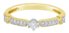 .22CT DIAMOND 14KT YELLOW GOLD SOLITAIRE SEMI ETERNITY FILIGREE ENGAGEMENT RING