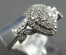 .27CT DIAMOND 14K WHITE GOLD CLUSTER PEAR SHAPE HALO FLOWER BUTTERFLY LOVE RING