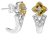 1.84CT DIAMOND & AAA CITRINE 14KT WHITE GOLD 3D FLOWER UMBRELLA HANGING EARRINGS
