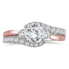 ESTATE 1.5CT DIAMOND 14KT WHITE & ROSE GOLD ROUND DOUBLE SWIRL ENGAGEMENT RING