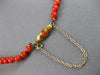 ANTIQUE LARGE & LONG AAA CORAL 14KT YELLOW GOLD GRADUATING LOVE NECKLACE #27556
