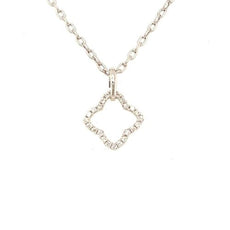 .19CT DIAMOND 18KT WHITE GOLD 3D OPEN FLOWER GEOMETRICAL FUN FLOATING PENDANT