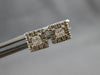 ESTATE .42CT DIAMOND 14KT WHITE GOLD PRINCESS & ROUND SQUARE HALO STUD EARRINGS