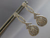 ESTATE LARGE 1.09CT DIAMOND 14K WHITE GOLD 3D CLUSTER TEAR DROP HANGING EARRINGS
