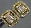 .54CT DIAMOND 14K YELLOW GOLD ROUND & BAGUETTE SQUARE HALO OCTAGON STUD EARRINGS