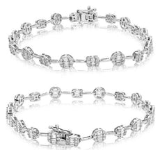 1.75CT DIAMOND 14KT YELLOW GOLD ROUND & BAGUETTE MULTI LINK MULTI SHAPE BRACELET