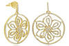 ESTATE 1.25CT DIAMOND 14KT YELLOW GOLD 3D FLOWER CIRCULAR FUN HANGING EARRINGS