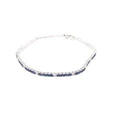 2.35CT DIAMOND & AAA SAPPHIRE 14KT WHITE GOLD 3D CLASSIC ROUND TENNIS BRACELET
