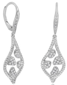 .21CT DIAMOND 14K WHITE GOLD 3D MULTI SHAPE TEAR DROP LEVERBACK HANGING EARRINGS