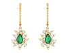 1.51CT DIAMOND & AAA EMERALD 14KT YELLOW GOLD FLOWER LEVERBACK HANGING EARRINGS
