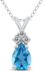 ESTATE .78CT DIAMOND & AAA BLUE TOPAZ 14KT WHITE GOLD PEAR SHAPE & ROUND PENDANT