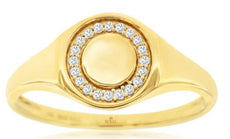 ESTATE .11CT DIAMOND 14KT YELLOW GOLD 3D CLASSIC ROUND FUN UNISEX RING